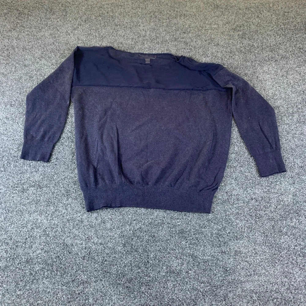 Banana Republic Sweater Mens Small Navy Blue Knit Round Neck Pullover Winter